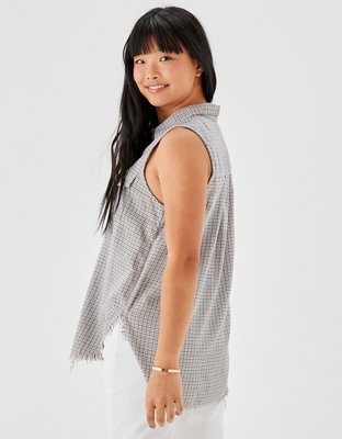 Женские жилеты American Eagle AE Sleeveless Flannel Button-Up Vest — фото 2