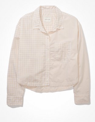AE Cropped Oxford Button-Up Shirt