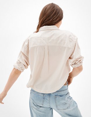 AE Cropped Oxford Button-Up Shirt