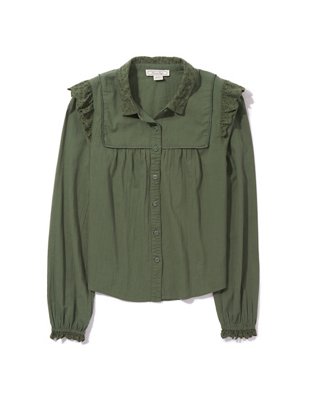 AE Ruffle Button-Up Shirt