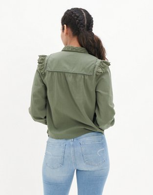 AE Ruffle Button-Up Shirt