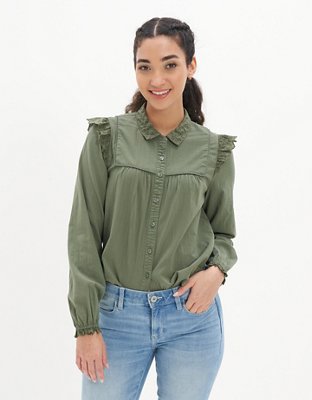 AE Ruffle Button-Up Shirt