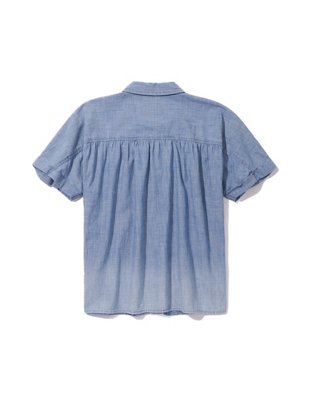AE Short-Sleeve Denim Button-Up Shirt