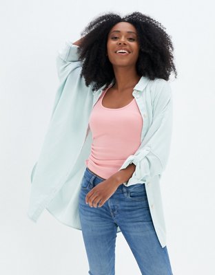 AE Oversized Button-Up Beach Shirt