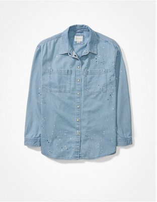 AE Oversized Denim Button-Up Shirt