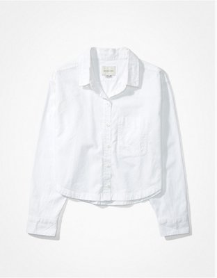AE Cropped Oxford Button-Up Shirt