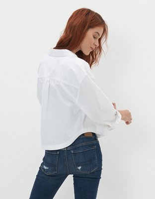 AE Cropped Oxford Button-Up Shirt