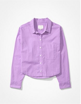 Женские рубашки American Eagle AE Cropped Oxford Button-Up Shirt — фото 3