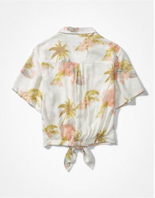 AE Tie-Front Button-Up Shirt | American Eagle