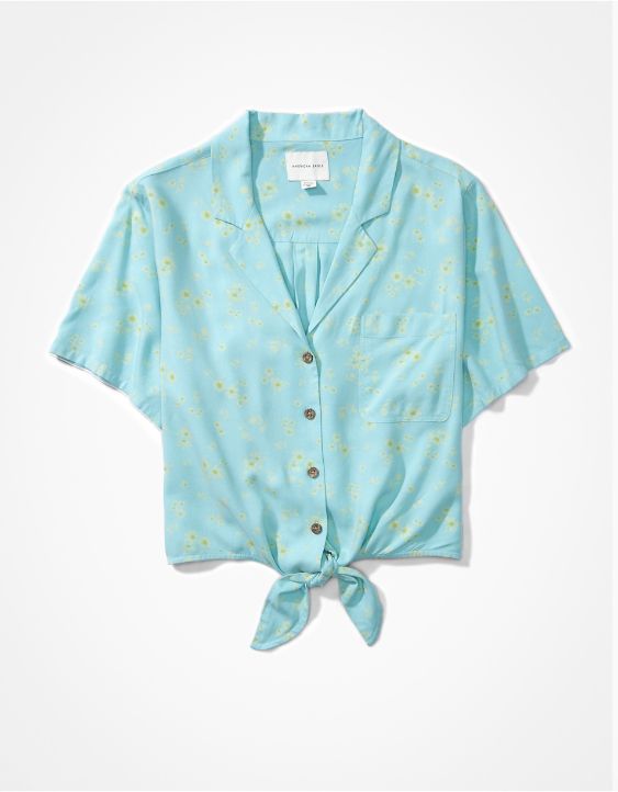 AE Tie-Front Button-Up Shirt