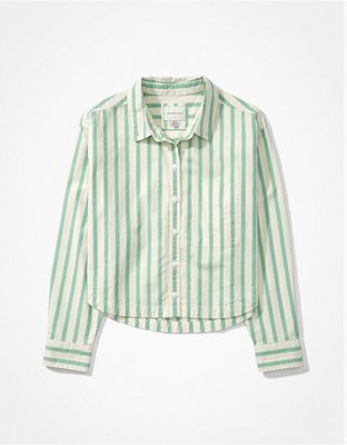 AE Cropped Oxford Button-Up Shirt