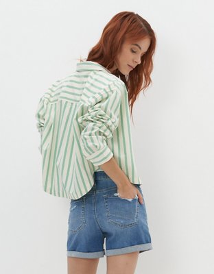 AE Cropped Oxford Button-Up Shirt