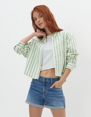 AE Cropped Oxford Button-Up Shirt