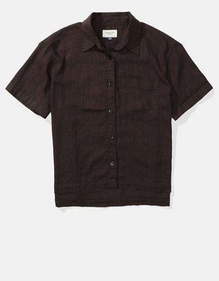 Женские рубашки American Eagle AE Oversized Oxford Button-Up Shirt — фото 3