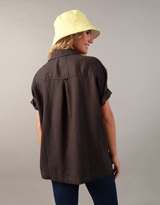 Женские рубашки American Eagle AE Oversized Oxford Button-Up Shirt — фото 2