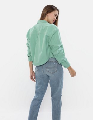 AE Cropped Oxford Button-Up Shirt