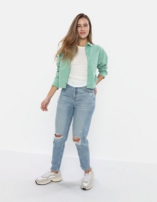 AE Cropped Oxford Button-Up Shirt