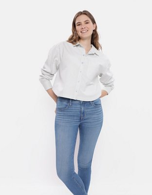 AE Cropped Oxford Button-Up Shirt