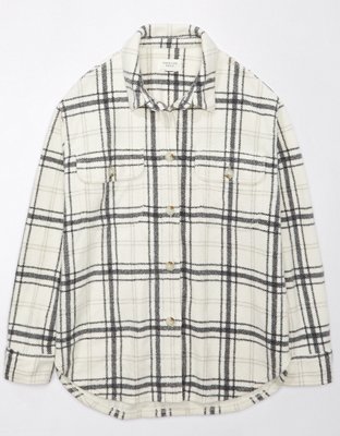 Женские топы American Eagle AE Oversized Plaid Fleece & Love Shacket — фото 4