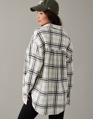 Женские топы American Eagle AE Oversized Plaid Fleece & Love Shacket — фото 2