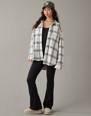 Женские топы American Eagle AE Oversized Plaid Fleece & Love Shacket — фото 3