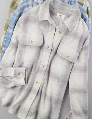 AE Oversized Plaid Fleece & Love Shacket