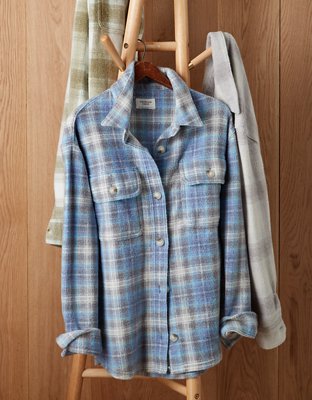 AE Oversized Plaid Fleece & Love Shacket