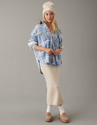 AE Oversized Plaid Fleece & Love Shacket