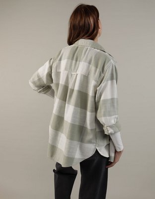 AE Camisa de flannel extragrande de diseño escocés