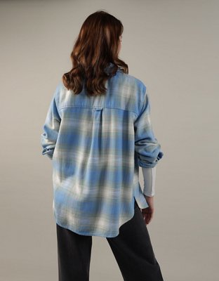 AE Camisa de flannel extragrande de diseño escocés