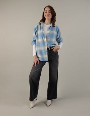AE Camisa de flannel extragrande de diseño escocés
