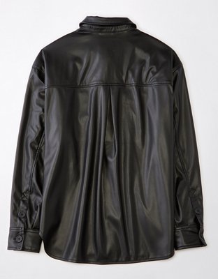 Женские топы American Eagle AE Oversized Vegan Leather Shacket — фото 3