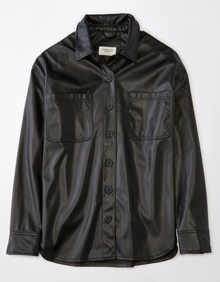 Oversized vegan cheap leather jacket