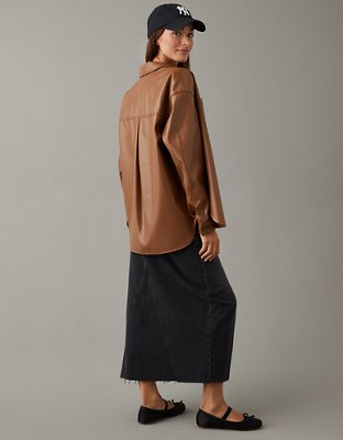 AE Oversized Vegan Leather Shacket