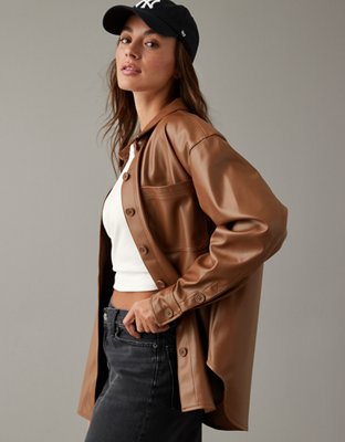 American eagle faux leather on sale jacket