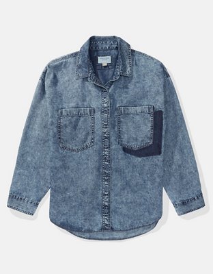 AE Oversized Denim Button-Up Shirt