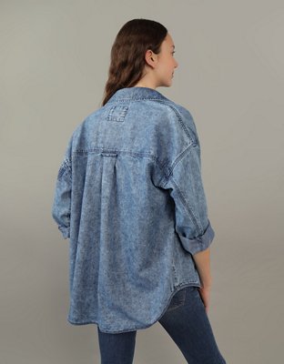 AE Oversized Denim Button-Up Shirt