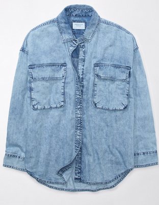 AE Oversized Denim Button-Up Shirt