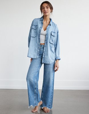 AE Oversized Denim Button-Up Shirt