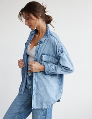 AE Oversized Denim Button-Up Shirt