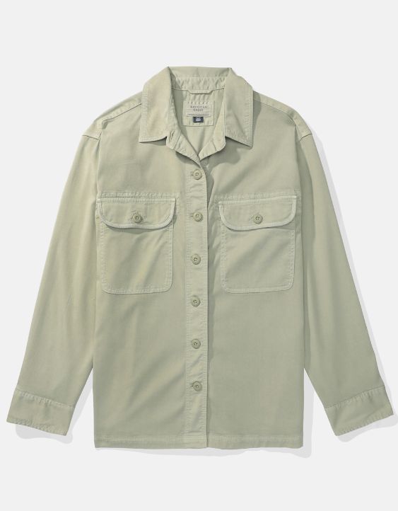 AE Long-Sleeve Cargo Button-Up Shirt