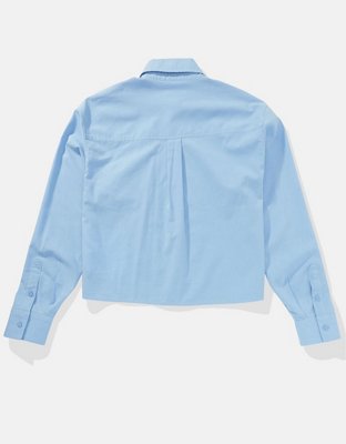 Женские рубашки American Eagle AE Cropped Button-Up Shirt — фото 4