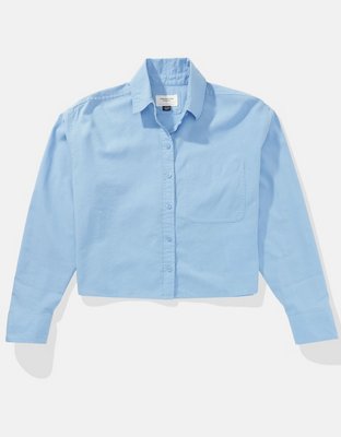 Женские рубашки American Eagle AE Cropped Button-Up Shirt — фото 3