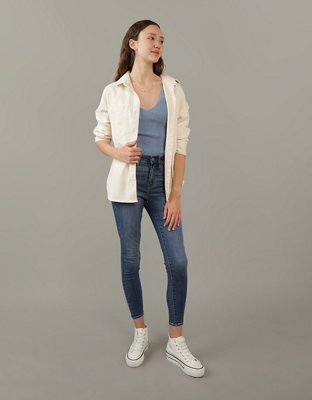 AE Go Big Camisa Extragrande de Denim