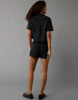 AE Cropped Eyelet Button-Up Shirt