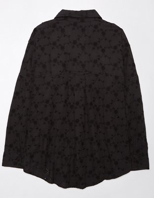Женские рубашки American Eagle AE Eyelet Embroidered Go Big Shirt — фото 5