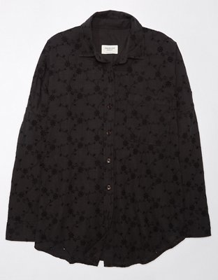 Женские рубашки American Eagle AE Eyelet Embroidered Go Big Shirt — фото 2