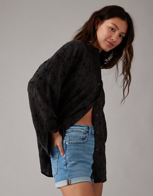 Женские рубашки American Eagle AE Eyelet Embroidered Go Big Shirt — фото 3