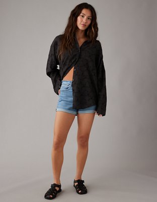 AE Go Big Oversized Eyelet Embroidered Shirt