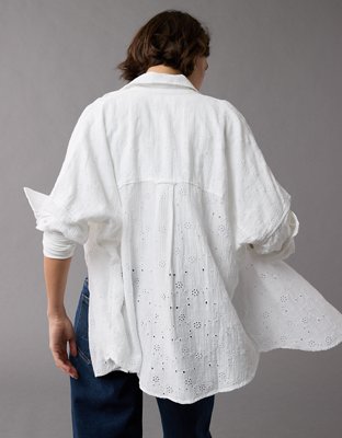 AE Go Big Oversized Eyelet Embroidered Shirt